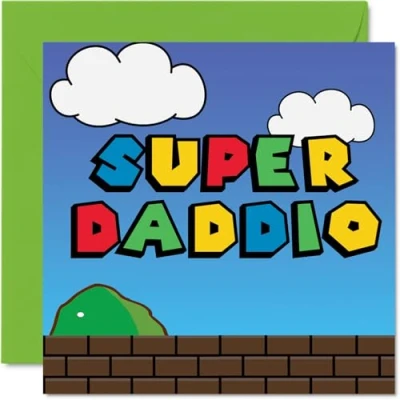 Afbeelding van Verjaardagskaarten voor papa Super Daddio verjaardagskaart van dochter, zoon, kind, peuter, 1e Vaderdag, 145 mm x mm, grappige wenskaarten en