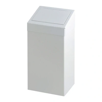 Afbeelding van Prullenbak 50ltr met pushklep sanitair wit
