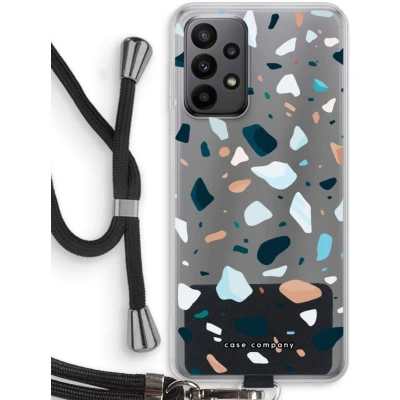 Afbeelding van Case Company® hoesje met Koord geschikt voor Samsung Galaxy A23 Terrazzo N13 Telefoonhoesje Zwart Bescherming aan alle Kanten en Over de Schermrand