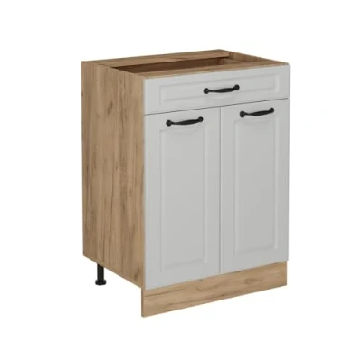 Afbeelding van Vicco Keukenonderkast R Line, Wit Landhuis/Krachtige eik goud, 60 cm met lade, zonder werkblad