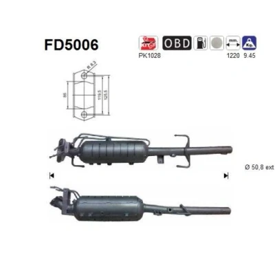 Afbeelding van Roetfilter, uitlaatinstallatie AS FD5006, voor o.a. MAZDA