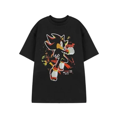 Afbeelding van Sonic THE HEDGEHOG Shadow Paint Zwart grafisch T shirt voor heren Character Design met korte mouwen Retro Video Gaming Kleding, zwart.