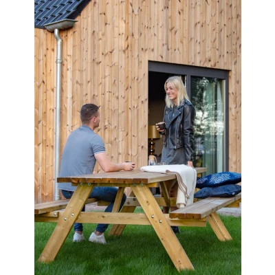 Afbeelding van Picknicktafel Geïmpregneerd en Gedroogd Vuren hout 180x155x74cm Extra dik 42 mm blad