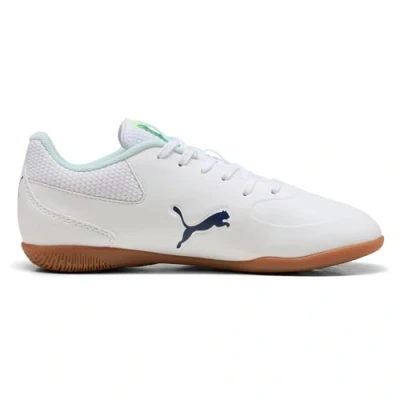 Afbeelding van Puma Truco III Unisex Zaalvoetbalschoenen voor kinderen, Maat: 38.5, White/aqua fizzy light Hoogwaardig imitatieleer