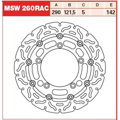 Afbeelding van TRW MSW260RAC Remschijf 290 5 Gekerft