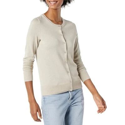 Image de Amazon Essentials Gilet Col Rond Léger (Grandes Tailles Disponibles) Women&#039;s, Avoine Chiné, S