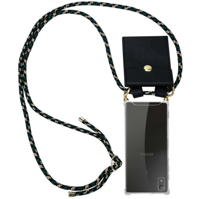 Afbeelding van Cadorabo Hoesje geschikt voor Sony Xperia XA1 in CAMOUFLAGE Silicone Mobiele telefoon ketting beschermhoes met gouden ringen, koordriem en afneembare etui