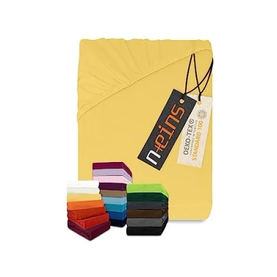 Afbeelding van npluseins Classic Jersey hoeslaken in 34 moderne kleuren en 6 verschillende maten 100% katoen, 90 100 x 200 cm, geel