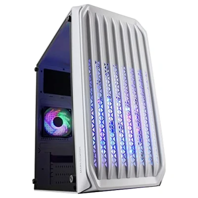 Afbeelding van MARSGAMING MCS2W MC S2 Wit, Compact Micro ATX Gaming PC Case, 2 FRGB Rainbow Fans met Front Grille, Volledig Zijvenster