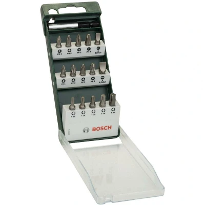 Afbeelding van Bosch Accessories 2609255977 Bitset 16 delig Plat, Kruiskop Phillips, Pozidriv, Binnen zesrond (TX)