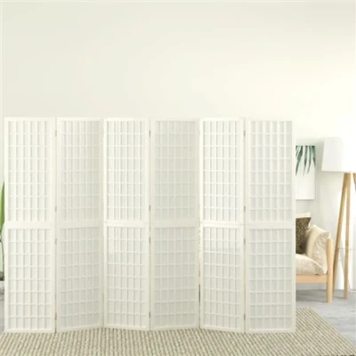 Afbeelding van Kamerscherm inklapbaar 6 panelen Japanse stijl 240x170 cm wit