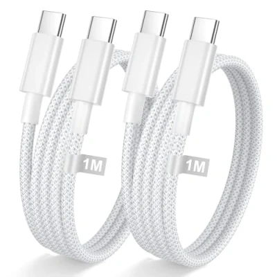 Afbeelding van 2 stuks iPhone 15 16 oplaadkabel 1 m 60 W USB C naar snellaadkabel nylon kabel voor Apple Pro Max/Plus/16/15, iPad Pro/Air
