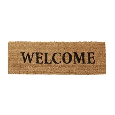 Afbeelding van Relaxdays deurmat kokos 75x25 Welcome, kokosmat, schoonloopmat, voetveger Naturel