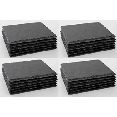 Afbeelding van Novaliv 24 stuks leistenen borden, vierkant, 15 x 0,5 cm, langwerpige serveerborden, sushiborden, decoratieve borden van leisteen