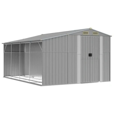 Afbeelding van vidaXL Tuinschuur 277x365,5x179 cm gegalvaniseerd staal grijs