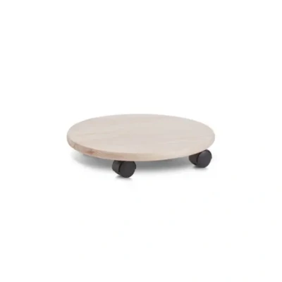 Afbeelding van Planten trolley/multiroller naturel hout rond 35 cm Trolleys voor kamerplanten max 100 kg