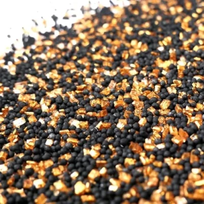 Afbeelding van Streuselheld 40 g strooier zwart/goud voor het decoreren en van alle soorten gebak zoals cake, koekjes, suiker