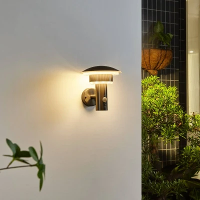 Afbeelding van Lindby Wandlampen buiten 1licht roestvrij staal, kunststof H: 18.8 cm wit transparant Inclusief lichtbron