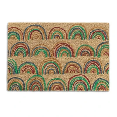 Afbeelding van Relaxdays deurmat kokos regenboog 40 x 60 cm kokosmat met print schoonloopmat