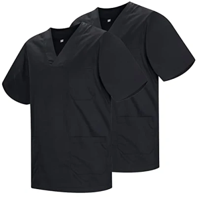 Afbeelding van Misemiya 2 stuks werkkleding unisex kraag PIC korte mouwen uniform ziekenhuis Ref.817, Zwart 21