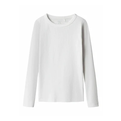 Afbeelding van Name It T shirt Nkfnakal Ls Top Noos 13234729 Bright White Dames Maat W122 X L128