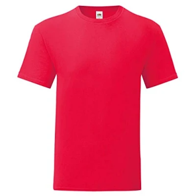 Afbeelding van Fruit of the Loom Iconic T shirt voor heren, verpakking van 3 stuks, maten S tot 5XL, Rood