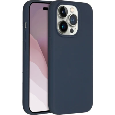 Afbeelding van Accezz Hoesje Geschikt voor iPhone 14 Pro Siliconen Liquid Silicone Backcover Donkerblauw
