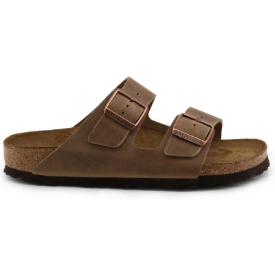 Afbeelding van Birkenstock Arizona FL WB Narrow Unisex Slippers Tabacco Brown Maat 41