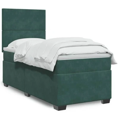 Image de vidaXL Sommier à lattes de lit et matelas Vert foncé 80x200 cm Velours