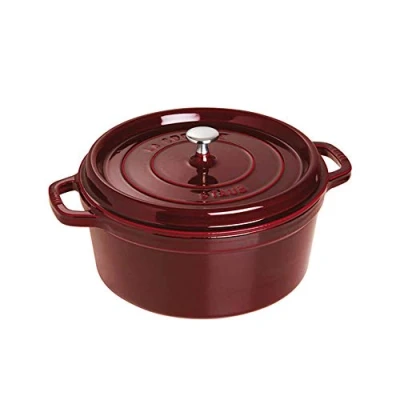 Image de STAUB Cocotte en Fonte Émaillée avec Couvercle, Tous feux dont induction, 4 à 5 personnes, Ronde, 26 cm, L, 6 kg, Grenadine