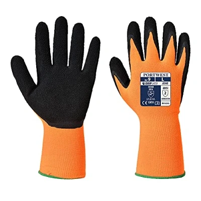 Afbeelding van Portwest A340ORBL latex handschoenen, hoge zichtbaarheid, maat L, oranje/zwart