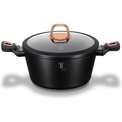 Afbeelding van Berlinger Haus 1642 Braadpan met deksel 24 cm 4.1 liter black rose collection