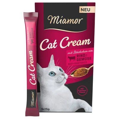 Afbeelding van 5x15g Miamor Cat Cream Rind + Gemüse Katzensnacks