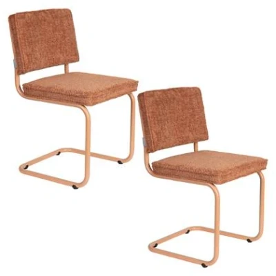 Afbeelding van Zuiver Ridge Soft Eetkamerstoelen Terracotta Set van 2