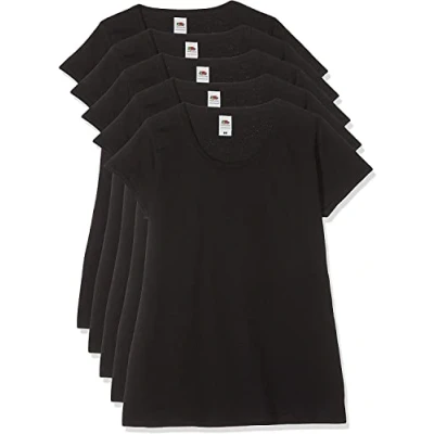Afbeelding van Fruit of the Loom Lady fit Valueweight Tee, 5 stuks dames T shirt (5 stuks), Zwart (Zwart 36)