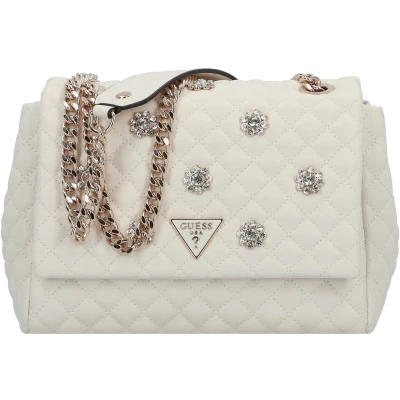 Afbeelding van GUESS Schoudertas Everlee Convertible Xbody Flap Bag Creme White Crème