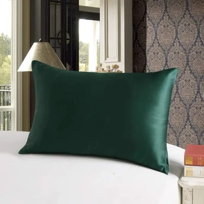Afbeelding van townssilk Beide Zijkant 100% 19mm Pure Mulberry Zijde Kussensloop voor Haar en Huid 40x70cm grootte Kussenhoes met Verborgen Rits 600 Draad Count Emerald