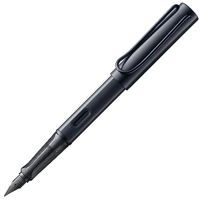 Image de LAMY AL star black Stylo plume avec grip ergonomique et acier noire pour gauchers (LH) en taille M corps aluminium léger cartouche T 10 bleue