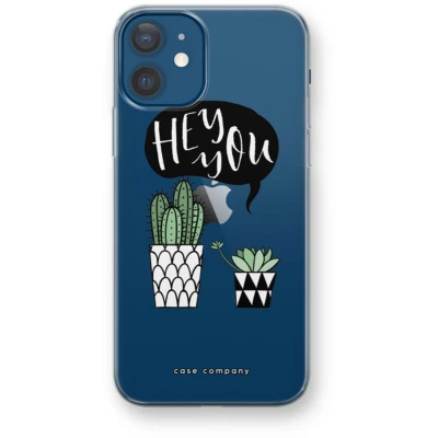 Afbeelding van Case Company® hoesje geschikt voor iPhone 12 Hey you cactus Soft Cover Telefoonhoesje Bescherming aan alle Kanten en Schermrand