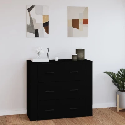 Afbeelding van Dressoir 80x33x70 cm bewerkt hout zwart