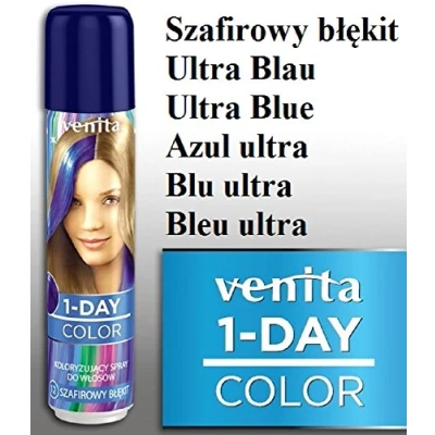 Afbeelding van VENITA _1 Day Color koloryzuj¹cy spray do w3osów Szafirowy B3êkit 50 ml