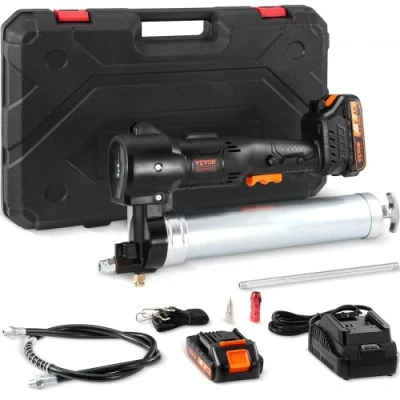 Image de VEVOR Pistolet à Graisse Sans Fil 20 V Électrique 82,74 MPa Kit Graisseur Professionnel Alimenté par Batterie Débit Huile 125 g/min Tuyau 990 mm avec Mallette de Transport