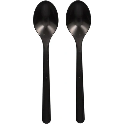 Afbeelding van BIO PP Plastic Cutlery Spoons Black &quot;Bio PP&quot; Extra Sturdy 185mm