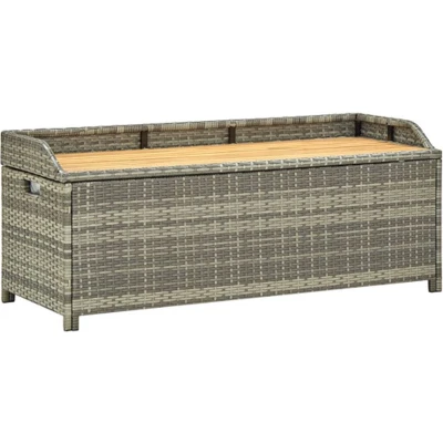 Afbeelding van Tuinopbergbank 120 cm poly rattan grijs