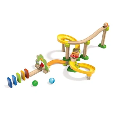 Image de HABA 302056 Kullerbü Toboggan a Billes Ding Dong Jeu de balles en bois et plastique 38 pièces avec des courbes prononcées effets musicaux