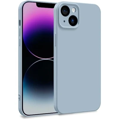 Afbeelding van MyGadget Beschermhoes compatibel met Apple iPhone 14 Plus, zachte en soepele hoes van TPU, microvezelvoering, extra dun licht, lichtblauw