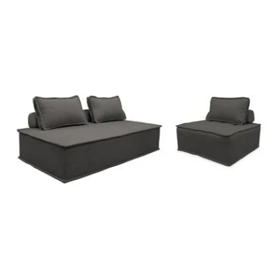 Afbeelding van sweeek Dao fauteuil en modulaire 2 zitsbank in stof met kussen, plaats voor 3