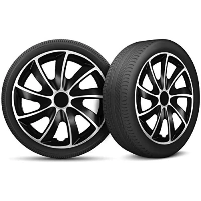 Afbeelding van Moto Moltico Wieldoppen Set van 4 universele Geschikt voor alle stalen wielen auto&#039;s Verstelbare veiligheidsring 17 inch Zilver zwart