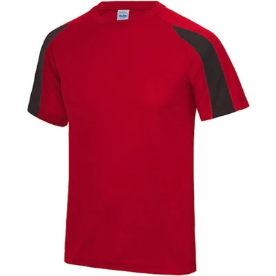 Afbeelding van Vegan T shirt &#039;Contrast&#039; met korte mouwen Red/Black S