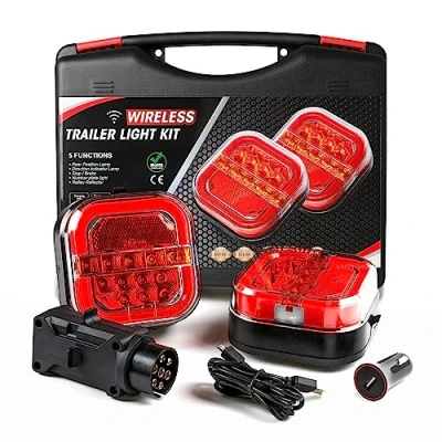 Afbeelding van AOHEWEI Draadloze magnetische achterlichten voor aanhangers, 12 V/24 V, ECE EMC goedgekeurd, vrachtwagens, caravans of vrachtwagens